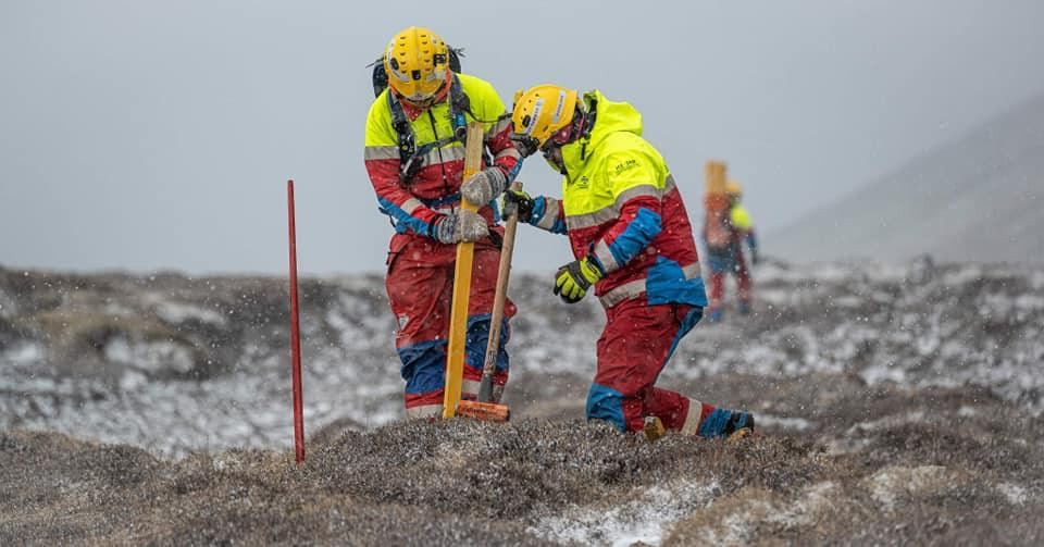 Rescue Team Thorbjorn @ Work Marking a Trail to The Volcano. Photo From Thorbjorn's Facebook. Thank you Guys!