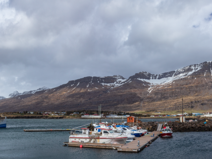 Панорамный снимок гавани в городке Дьюпивогюр (Djúpivogur), Восточная Исландия. Фото Стасмир. Photo Stasmir.