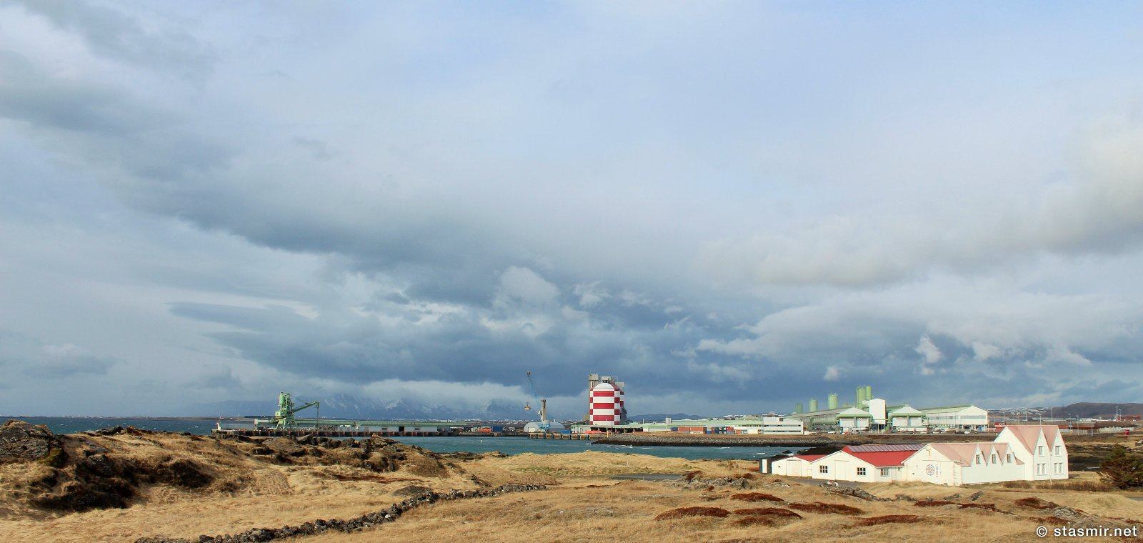 Garður, ноктюрн-закат на полуострове Рейкьянес у маяка Гардюр, Garður, Reykjanes, photo stasmir, Фото Стасмир