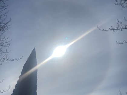 Хадльгримскиркья в солнечном венце на 1 мая 2023 года, фото Стасмир, Photo Stasmir