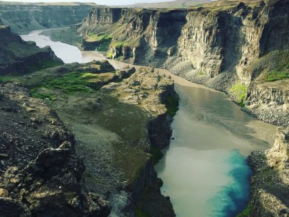 Jökulsá á Fjöllum в районе водопада Деттифосс, Северная Исландия, фото Стасмир, Photo Stasmir