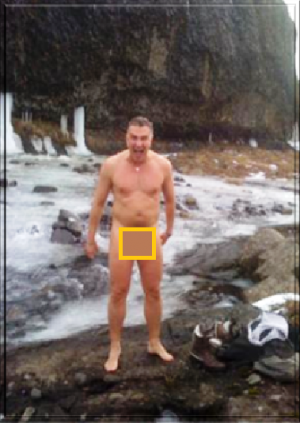 naked in a waterfall