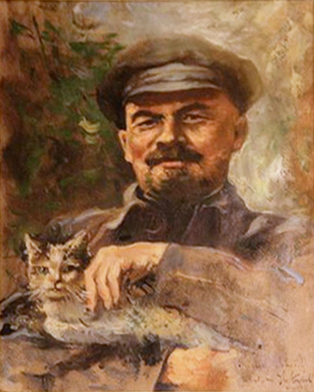 Ленин с киской. Amsterdam Cat Museum. Lenin De Kattenkabinet