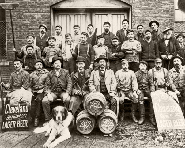 Workers at the Cleveland Brewing Co. pose for a staff photo in 1887
