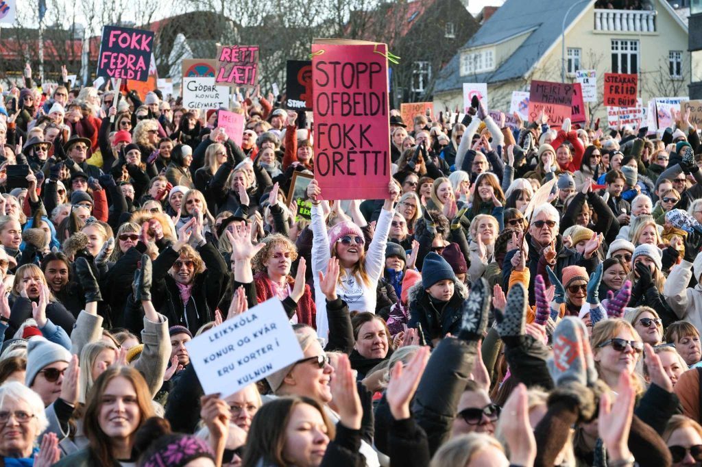 Icelandic wormen's strike 24 October 2023, photo from Icelandic press