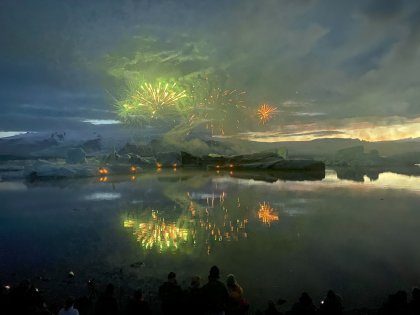 Fireworks on Glacier Lagoon, photo Stasmir, фото Стасмир