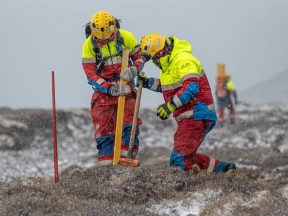 Rescue Team Thorbjorn @ Work Marking a Trail to The Volcano. Photo From Thorbjorn's Facebook. Thank you Guys!